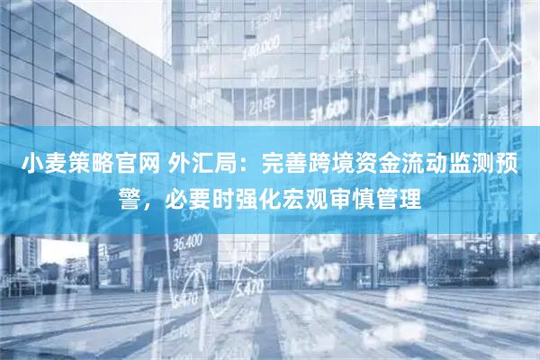 小麦策略官网 外汇局：完善跨境资金流动监测预警，必要时强化宏观审慎管理